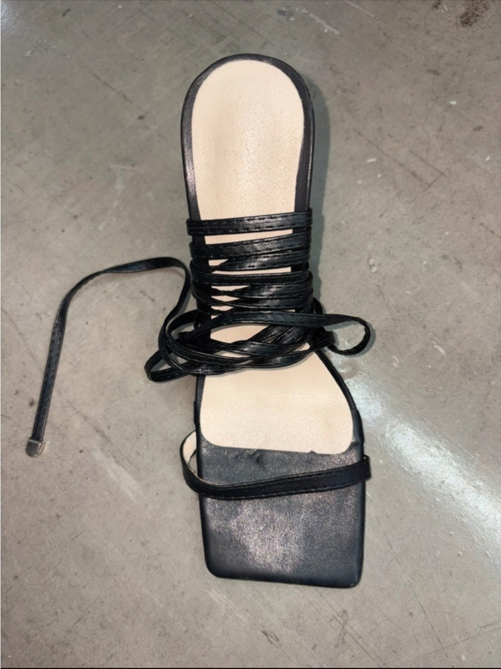 Black Strappy Lace-Up Women’s Sandal
